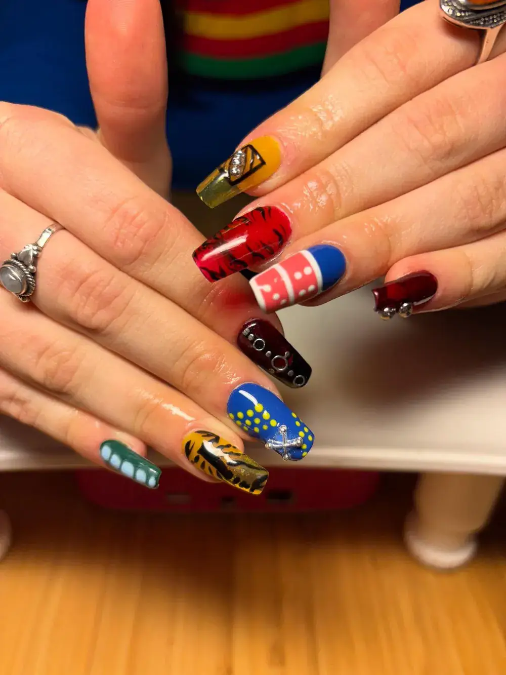 Colourful freestyle nail art by Avalon Nailz
